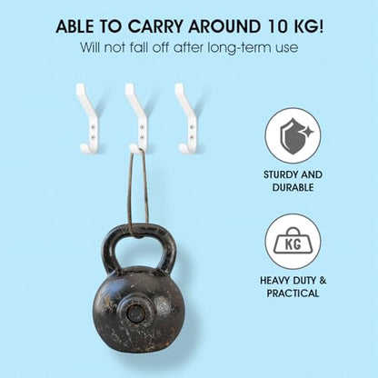 GlazieVault Coat Hooks – Door Hooks (5 Pack) -Heavy Duty Wall Mounted - Premium Design Rust Free Hooks - style: Flat Hooks White P-05