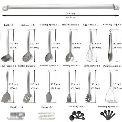 Kitchen Utensils Set, Kyraton 38 Piece Silicone kitchen Cooking Utensils Set with Utensil Rack, Spoon Spatula Set, Non-Stick kitchen Gadgets, Dishwasher Safe - color: 1. With Utensil Holder