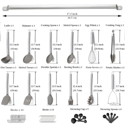 Kitchen Utensils Set, Kyraton 38 Piece Silicone kitchen Cooking Utensils Set with Utensil Rack, Spoon Spatula Set, Non-Stick kitchen Gadgets, Dishwasher Safe - color: 1. With Utensil Holder
