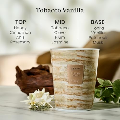 M&SENSE Extra Large Candle 35oz 150H TobaccoVanilla Scented Candle, 3 Wick Highly Scented Jar Candle, XL Candles Gift for Stress Relief, Meditation, Yoga - color: TobaccoVanilla, size: Large