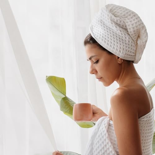 Waffle Bath Sheet Set, 100% Turkish Cotton, Includes 1 Bath Sheet, 1 Hand Towel, 2 Face Towels - color: White, size: Bath Sheet Set (4 Pieces)