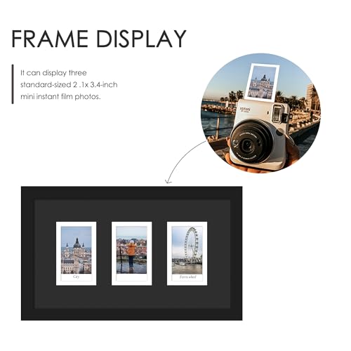 DUENPY 5.6x10 Polaroid 3 Opening Mini Frame Black | Polished Plexiglass Offers Clear View, Dedicated Frame to Display Your Favorite Instant Polaroid Prints - color: Black, size: 5.6x10（2x3 opening）