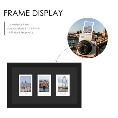 DUENPY 5.6x10 Polaroid 3 Opening Mini Frame Black | Polished Plexiglass Offers Clear View, Dedicated Frame to Display Your Favorite Instant Polaroid Prints - color: Black, size: 5.6x10（2x3 opening）