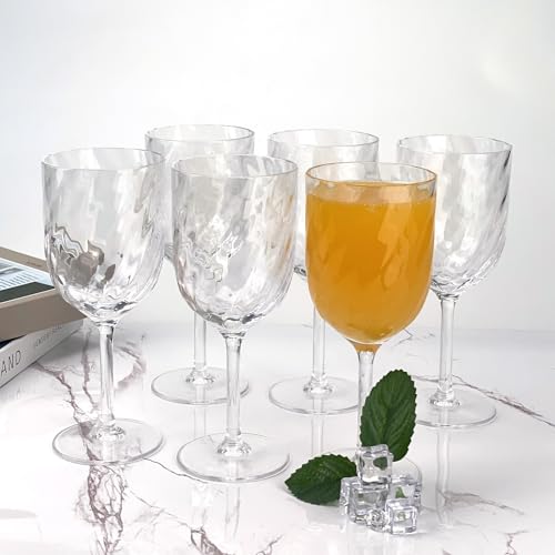 Yalin Set of 6 Unbreakable 12 oz Acrylic Plastic Wine and Water Tumbler Stackable Goblets. (Clear, 15 oz) - color: Clear, size: 15 oz