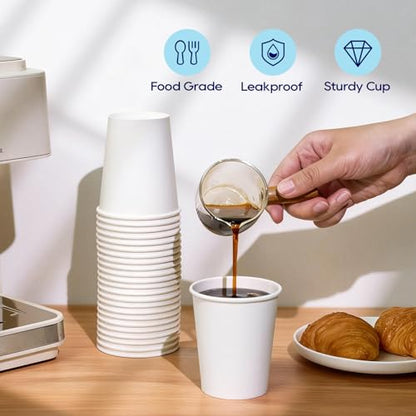LITOPAK 400 Pack 8 oz Disposable Paper Coffee Cups, White Paper Hot Coffee Cups for Party, Picnic, Travel, and Events - color: White-8oz