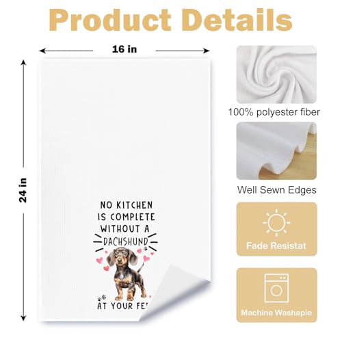 Dachshund Funny Dog Kitchen Towels for Bathroom- Wiener Waffle Weave Hand Towels,A Kitchen is Not Complete Without A Dachshund Dish Towel,Dog Lovers Gift,16×24 Inch - color: Dachshund at Your Feet