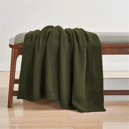Knit Throw Blanket Waffle Weave Textured Midweight Soft Throw for Couch Sofa Bed Living Room Use