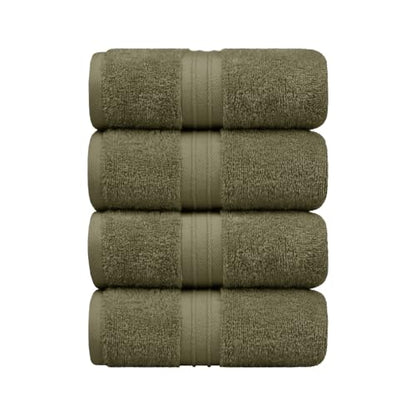 Hand Towels 4 Pack - 100% Cotton & Extra Soft, Large (16"x 28") Thick, Cozy, Extra Soft - Versatile, Perfect as Cotton Hand Towels for Bathroom, Cozy Face Towel, Army Green - color: Army Green