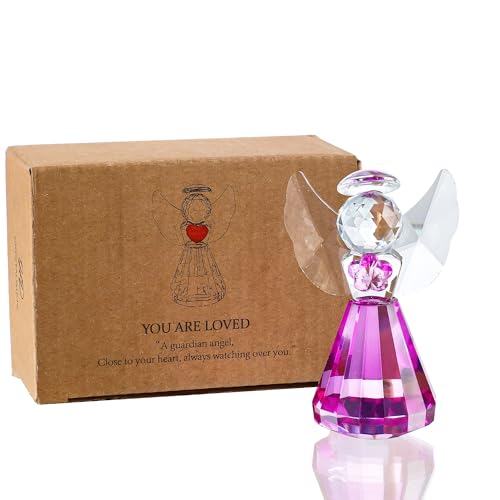 3'' Purple Crystal Guardian Angel Figurine Art Glass Angel Gifts For Women | Statue Collectibles,Christmas Thanksgiving Home Room Decor - style: Purple Angel