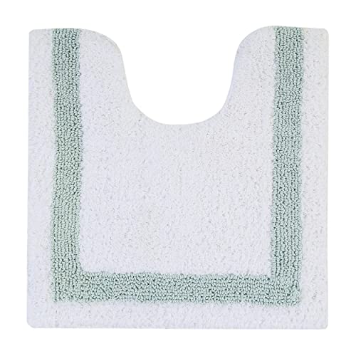 Better Trends Toilet Rugs U Shaped 100% Cotton 20" x 20" Bath Mats, White & Blue Contour Bath Mat - Tufted, Reversible & Absorbent & Machine Washable Bath Mats, Hotel Collection - color: White & Blue, size: 1'8" x 1'8" (20" x 20")