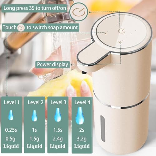 Automatic Liquid Soap Dispenser,Touchless Hand Soap Dispenser USB Rechargeabled Dispenser Electric,Wall Mounted 4 Levels Adjustable Dispenser Pump for Bathroom Kitchen Dish Soap Gold - color: Gold, style: Gel