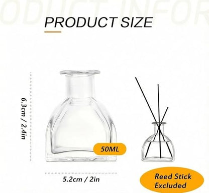 50ml/1.69 Fl Oz Square Glass Diffuser Bottles, DIY Replacement Reed Diffuser Jars, Fragrance Accessories for Diffuser Sets - size: 1.7 Ounces
