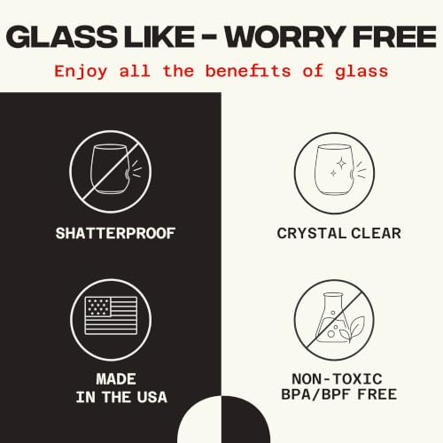 GOVINO Unbreakable Plastic Wine Glasses - Stemless Shatterproof Tritan Glassware, Fancy Cups That Look Like Glass, 16oz, Set of 4 - size: 4 Count (16 oz)