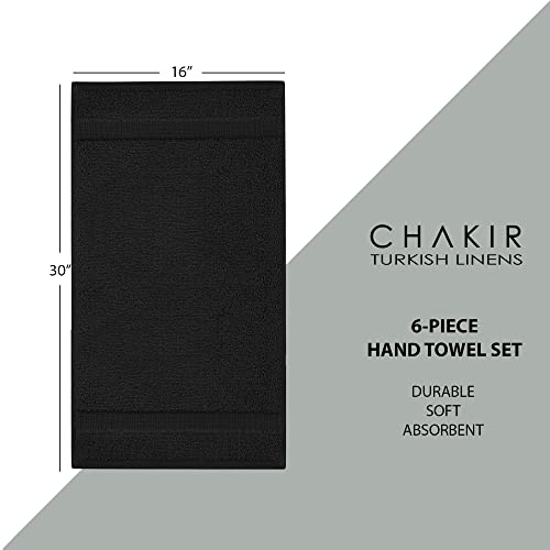 Chakir Turkish Linens | Hotel & Spa Quality 100% Cotton Premium Turkish Towels | Soft & Absorbent (6-Piece Hand Towels, Black) - color: Black