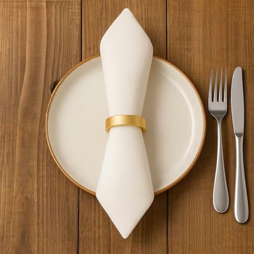 40 Pcs Stainless Steel Napkin Rings - Matt Gold Napkin Holder(Semicircle) | Matt Gold Napkin Holder Buckles for Table Kitchen Dinner Party Wedding Christmas Party - size: 40Pcs Gold
