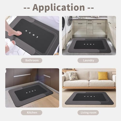 Housego Absorbent Bath Mat, Quick Dry Bath Rug, Non-Slip, 15.7x23.6 Inch, Black - color: Black, size: 1 Rectangular Piece (15.7" x 23.6")