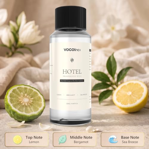 VOCOlinc Hotel Collection Diffuser Oil - Ritz-Carlton - Inspired by Luxury Five Star Hotel Lobby Scent Oil for Waterless Oil Diffusers, Luxurious Scents of Lemon, Bergamot, and Sea Breeze (4.06 OZ)
