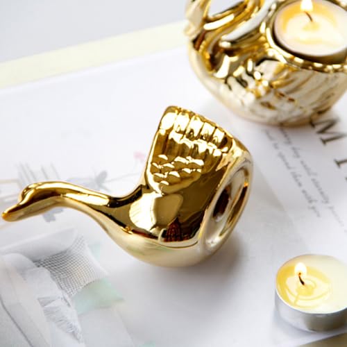 2Pcs Swan Tea Light Candle Holder, Ceramic Gold Candle Holder for Home Decor