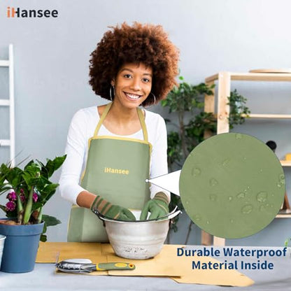 Green Garden Tools Set 12-Piece, Gardening Gifts for Women Men | Aluminum Gardening Hand Tools with Non-Slip Ergonomic Handle, Apron, Gloves, Kneeling Pad and Storage Bag, Garden Starter Kit - color: green