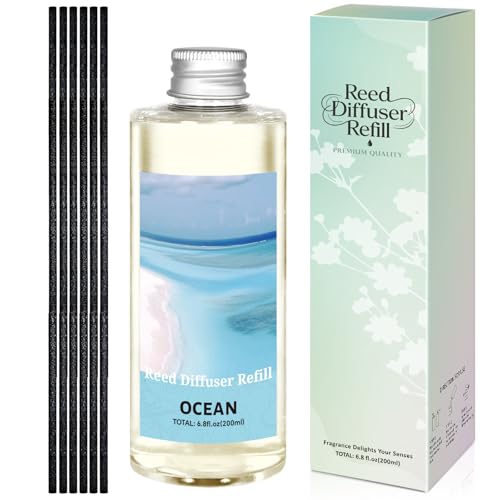 STRN Ocean Reed Diffuser Oil Refill, Scented Diffuser with Stick 200ML | Summer Long-Lasting Fragrance for Living Room, Bedroom, Office, Home Décor - color: Blue 2