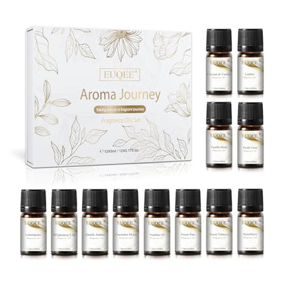 EUQEE 12 Pcs Fragrance Oils Gift Set for Aromatherapy | Essential Oil for Diffuser, Candle Making, Soap Making, Humidifier - color: 12pcs Fragrance Set