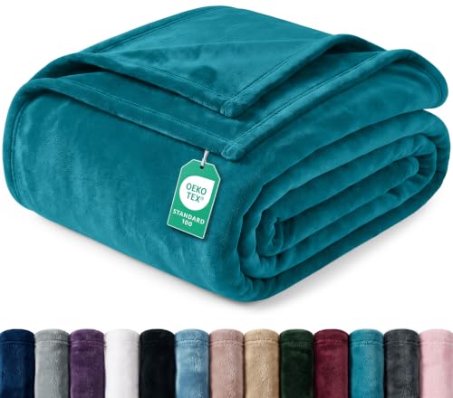 Soft Fleece Blanket for Bed Queen Size Turquoise (90x90 Inch) | Lightweight, Fuzzy, Anti-Static, Cozy, Warm, All Season Use, Home Decor, Gift for Men and Women - color: Turquoise, size: Queen (90x90 Inch)