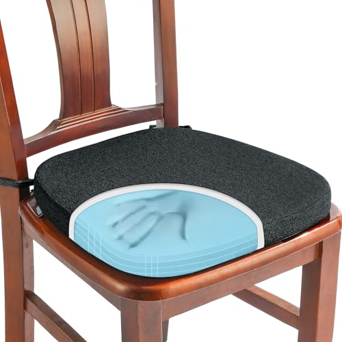 SINOSSO 1 Pack Memory Foam Chair Cushions for Dining Chair, Friendly Woven Fabric 16" U-Shape Comfortable Kitchen Chair Pad, Removable Slip Resistant Seat Cushion (1 Piece, Black) - color: Black
