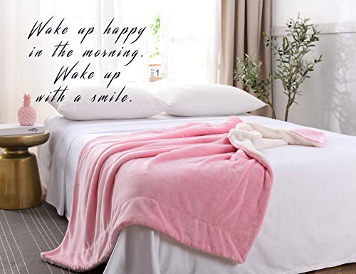 NANPIPER Fleece Blanket Reversible Sherpa Flannel Throw Blanket Super Soft Fuzzy Plush Microfiber for Bed/Couch (60"x80",Pink) - color: Pink, size: Twin