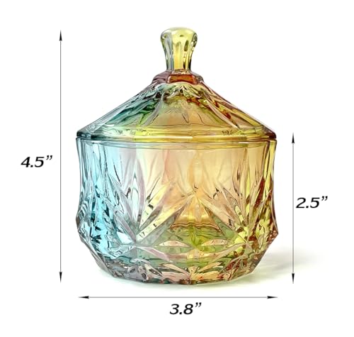 Colorful Crystal Glass Candy Snack Barrel Storage Jar Embossed Luxury Cookie Buffet Canister With Lids Jewelry Box Jar Biscuit Containers - color: Treasure Box-02