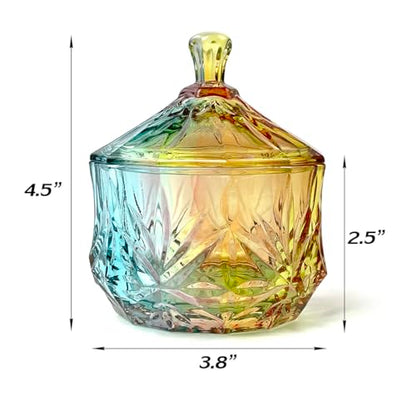 Colorful Crystal Glass Candy Snack Barrel Storage Jar Embossed Luxury Cookie Buffet Canister With Lids Jewelry Box Jar Biscuit Containers - color: Treasure Box-02