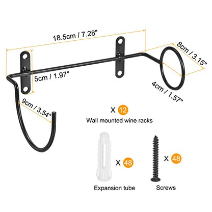 uxcell Spiral Wine Wall Holder 12 Pcs, Metal Wine Bottle Display Holder, Wine Bottles Display Wall Storage Shelf -for Home Kitchen Bar Wall Decor Black Right - style: Right Style