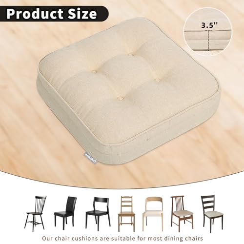 GOFORIT Chair Cushions,Tufted Shredded Memory Foam Chair Pads, Non-Slip Seat Cushions with Removable Cover, 16'' x 16'', Beige - color: Beige