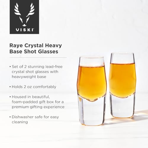 Viski Heavyweight Crystal Shot Glasses Set of 2 for Whiskey, Vodka, Tequila, 2 oz Handmade Home Bar Glasses Gift Set for Bachelor or Bachelorette Party, Groomsmen Gifts, Birthday & Wedding Gifts - style: Heavyweight Shot Glasses