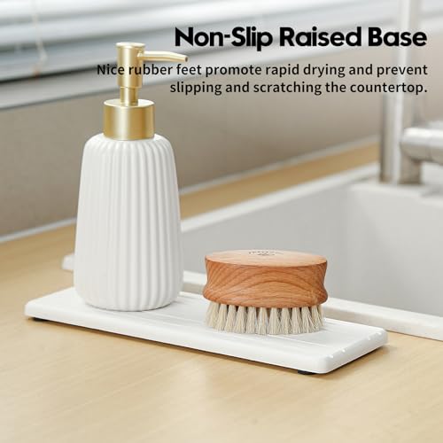 3 Pack Stone Drying Tray, Water Absorbing Stone Sink Mat for Kitchen & Bathroom Counter, Diatomite Soap Dish Vanity Caddy, Sponge Holder Organizer, White - 2pcs of 4.5"x 3.5" and 1pc of 9"x 3.5" - color: 3 Pcs - White - 1pc of 9"x 3.5" and 2pcs of 4.5"x 3