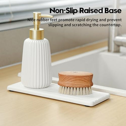 3 Pack Stone Drying Tray, Water Absorbing Stone Sink Mat for Kitchen & Bathroom Counter, Diatomite Soap Dish Vanity Caddy, Sponge Holder Organizer, White - 2pcs of 4.5"x 3.5" and 1pc of 9"x 3.5" - color: 3 Pcs - White - 1pc of 9"x 3.5" and 2pcs of 4.5"x 3