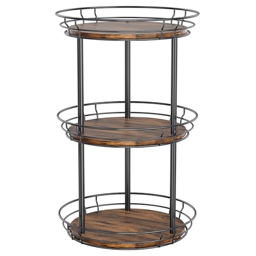 LAMU 10'' Lazy Susan Turntable Organizer, 3 Tier Round Rotating Spice Rack Organization for Kitchen Cabinet and Countertop, Wooden Lazy Susan for Table Top, Pantry, Bathroom, Vanity, Home Decor - size: 10in - 3Tier
