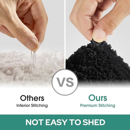 HOMEIDEAS Bathroom Rugs Sets 2 Piece, Super Soft and Absorbent Non Slip Microfiber U-Shaped Toilet Bath Mat Set (20"x32"+U20 x24, Black) - color: Loop- Black, size: 1'8" x 2'8" (20"x32"+U Shape 20"x24")