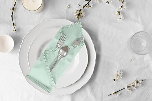 ACCENTHOME Teal Cloth Napkins Set of 6 18x18 inch Cotton Dinner Napkins - Washable Soft Premium Hotel Quality Reusable Napkins Perfect Table Napkins for Family Dinners, Weddings & Everyday Use | Cotton Linen Blend Napkins, Machine Wash On Gentle Cycle, Ec