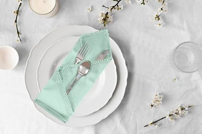ACCENTHOME Teal Cloth Napkins Set of 6 18x18 inch Cotton Dinner Napkins - Washable Soft Premium Hotel Quality Reusable Napkins Perfect Table Napkins for Family Dinners, Weddings & Everyday Use | Cotton Linen Blend Napkins, Machine Wash On Gentle Cycle, Ec