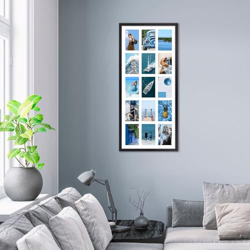 MEBRUDY 4x6 Collage Picture Frames with 15 Openings, 1 Pack Black Multi Photo Frames Display 4 x 6 Pictures with Mat for Wall Mounting, Aluminum Material - style: Regularly Style-1 Pack