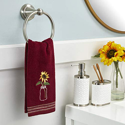 SKL Home by Saturday Knight Ltd. Sunflower In Jar 2 Pc Hand Towel Set, Wine - color: Sunflower in Jar, Wine