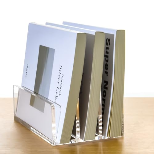 3 Compartments Clear Acrylic Mail Holder – Vertical Letter Sorter & Multifunction Desk Organizer for Bills, Documents, Notebooks – Modern Office/Home Envelope File Rack - size: 3 Compartments