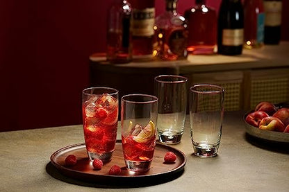 Glaver's Highball Glasses Set Of 4, 16 Oz. Drinking Glasses, Unique Water Glass Cups For Juice, Cocktails, Soda, Heavy Bottom Tumbler Glass - style: Rounded