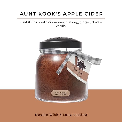 A Cheerful Giver — Aunt Kook's Apple Cider - 34oz Papa Scented Candle Jar with Lid - Keepers of the Light - 155 Hours of Burn Time, Gift for Women, Brown - size: 34oz