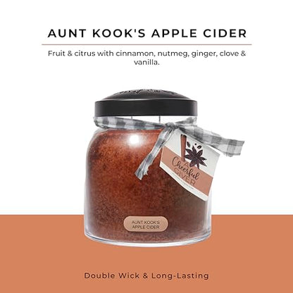 A Cheerful Giver — Aunt Kook's Apple Cider - 34oz Papa Scented Candle Jar with Lid - Keepers of the Light - 155 Hours of Burn Time, Gift for Women, Brown - size: 34oz