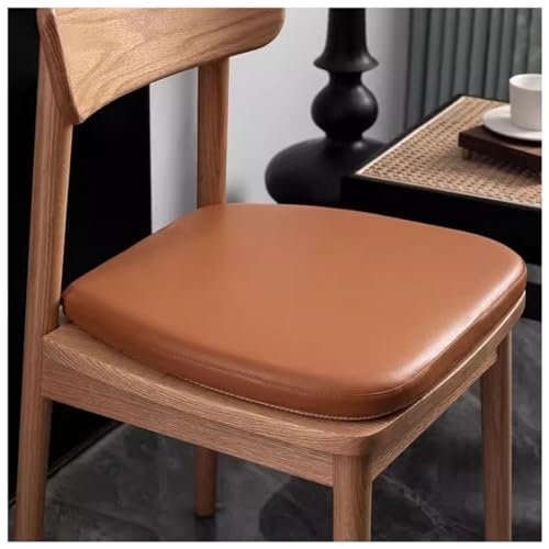 High-Grade Dining Chair Cushion, Leather Seat Cushion, 4cm Memory Foam U-Shaped Chair Pad Waterproof Non-Slip Chair Cushions with Straps(Color:Coffee,Size:43 * 42cm) - color: Coffee, size: 43*42cm