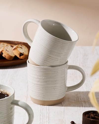 famiware Coffee Mugs Set of 4, 13 oz Mug Set, Ceramic Cup Set with Handle | Stoneware Mug for Coffee, Tea, Latte, Cappuccino, Microwave and Dishwasher Safe, Constellation Series，Cream - color: Constellation-Cream, size: 4 Count (Pack of 1)