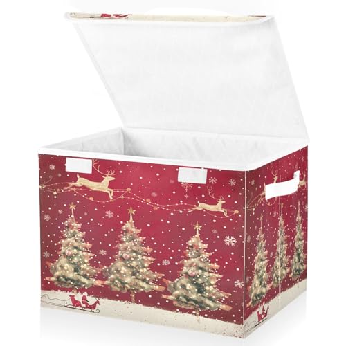senya Christmas Baskets Collapsible Storage Bins with Lids, Christmas Trees Reindeer Storage Boxes Clothes Baskets for Organizing - color: Christmas 5