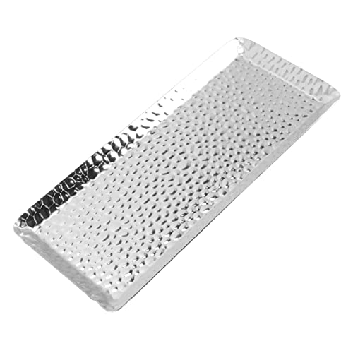 Hammered Tray, Stainless Steel Mirror Polished Serving Platter with Elegant Design, Perfect for Desserts and Fruits for Home Kitchen (Silver) - color: Silver