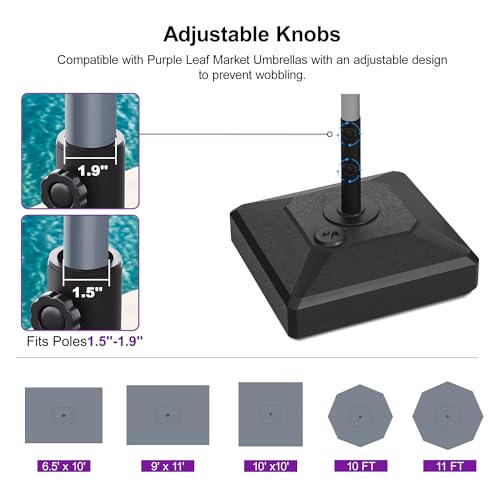 PURPLE LEAF HDML45 158 lbs Patio Market Umbrella Stand Base with Wheels | Convenient Mobility, High Quality HDPE Material, Maintain at least 3 Years, UV Protection, Strong Wind Resistant - size: Heavy-Duty